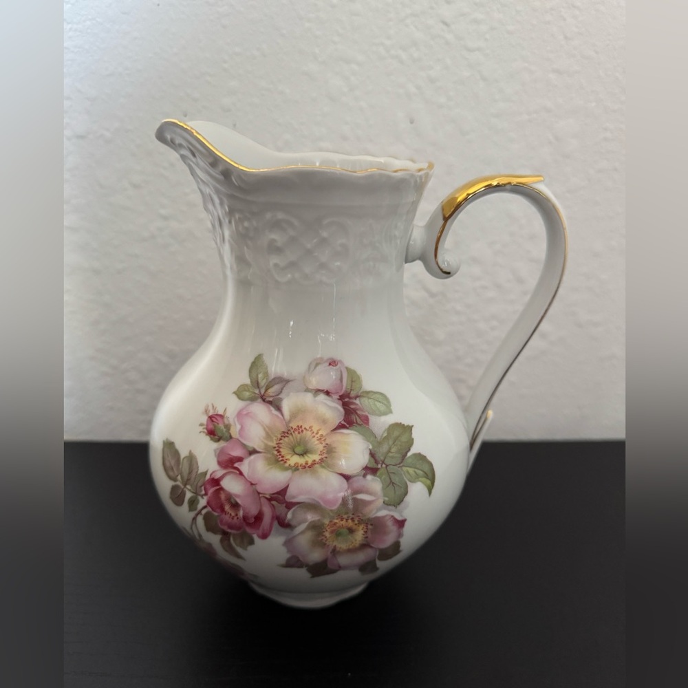 Vintage Schumann Arzberg Bavaria Germany "Wild Rose" porcelain Pitcher.